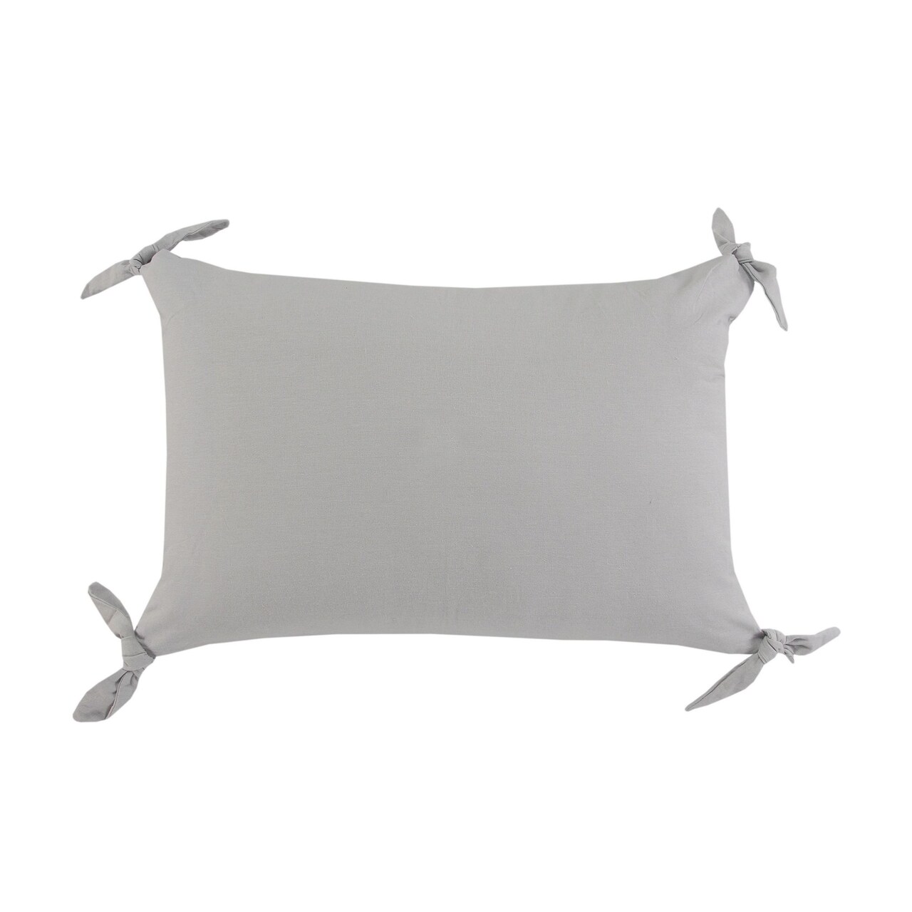 Laddha Home Designs 24" Gray Solid Corner Tie Rectangular Lumbar Pillow